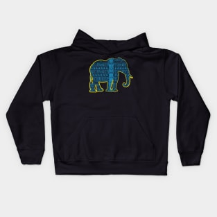 Blue Asian Elephant with Tribal pattern Kids Hoodie